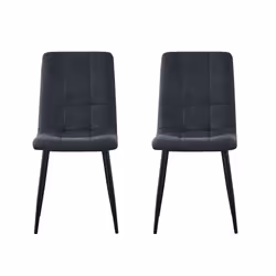 MCC Faux Matte Suede Leather Dining Chairs - Black, 4