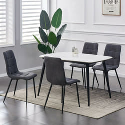 MCC Faux Matte Suede Leather Dining Chairs - Grey, 4
