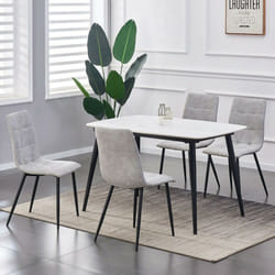 MCC Faux Matte Suede Leather Dining Chairs - Silver, 4