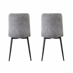 MCC Faux Matte Suede Leather Dining Chairs - Silver, 4