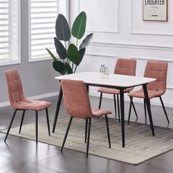 MCC Faux Matte Suede Leather Dining Chairs - Pink, 4