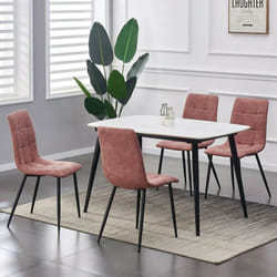 MCC Faux Matte Suede Leather Dining Chairs - Pink, 4