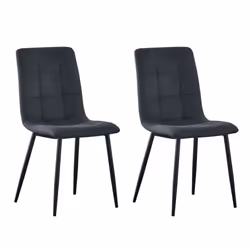 MCC Faux Matte Suede Leather Dining Chairs - Black, 2