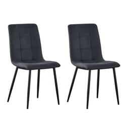 MCC Faux Matte Suede Leather Dining Chairs - Black, 2