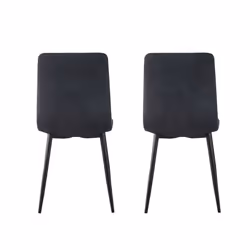 MCC Faux Matte Suede Leather Dining Chairs - Black, 2