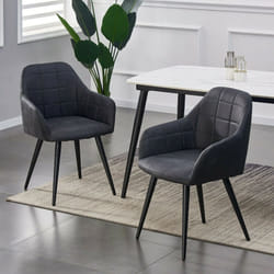 MCC Faux Matte Suede Leather Dining Chairs | Accent Chairs home & restaurants, Adrian 2x - Black
