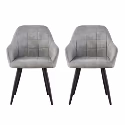 MCC Faux Matte Suede Leather Dining Chairs | Accent Chairs home & restaurants, Adrian 2x - Silver