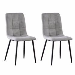 MCC Faux Matte Suede Leather Dining Chairs - Silver, 2