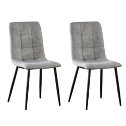 MCC Faux Matte Suede Leather Dining Chairs - Silver, 2