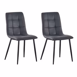 MCC Faux Matte Suede Leather Dining Chairs - Grey, 2