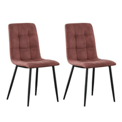 MCC Faux Matte Suede Leather Dining Chairs - Pink, 2