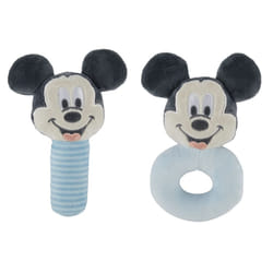 Disney Mickey Mouse Assorted Plush Lovie Rattle Set Pack of 2 - Soft and Cuddly Plush Material  Built-in Rattle for Sensory Stimulation Vibrant Colors
