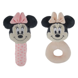 Disney Minnie Mouse Assorted Plush Lovie Rattle Set Pack of 2 - Soft and Cuddly Plush Material  Built-in Rattle for Sensory Stimulation Vibrant Colors