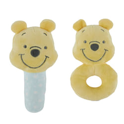 Disney Winnie The Pooh Assorted Plush Lovie Rattle Set Pack of 2 - Soft and Cuddly Plush Material  Built-in Rattle for Sensory Stimulation Vibrant Col