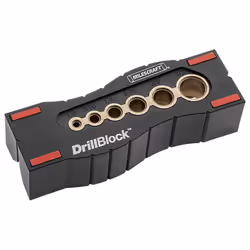 Milescraft 1312 Drill Block - Handheld Drill Guide  Drilling Jig for 6 of the Most Common Drill Bit Sizes