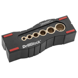 Milescraft 1312 Drill Block - Handheld Drill Guide  Drilling Jig for 6 of the Most Common Drill Bit Sizes