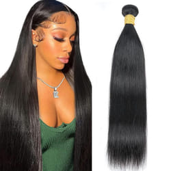 AUTTO Straight Hair 1 Bundles Brazilian Virgin Human Hair One Bundle Straight 16 Inch 100% Unprocessed Virgin Hair 1 Bundles Straight Weave Hair Human