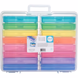 We R Craft & Photo Translucent Plastic Storage 15"X12"X5"-Includes 16 Mini Cases