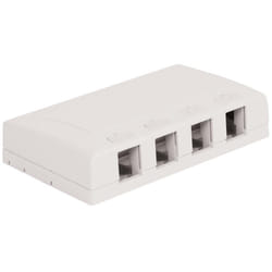SURFACE MOUNT BOX, ELITE, 4-PORT, WHITE
