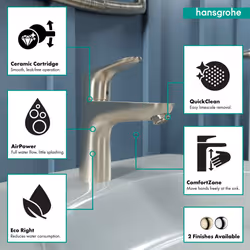 hansgrohe Focus Modern Upgrade Easy Clean 1-Handle 1 7-inch Tall Bathroom Sink Faucet in Brushed Nickel  04371820