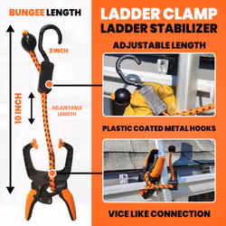 Holden USA - Ladder Clamp - Ladder Stabilizer Clip - Secure Ladder Safety Clamp for Roof  Gutters  and Wall Prep - Durable Ladder Support Cord for Roo