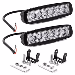 2pcs 18W 6 Inch LED Work Light Spot Beam Single Row LED Light Bar 12V 24V Super Slim Offroad Driving Lights Fog Lamps for Tru ...