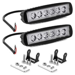 2pcs 18W 6 Inch LED Work Light Spot Beam Single Row LED Light Bar 12V 24V Super Slim Offroad Driving Lights Fog Lamps for Truck Tractor Boat 4x4 Car