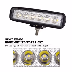 2pcs 18W 6 Inch LED Work Light Spot Beam Single Row LED Light Bar 12V 24V Super Slim Offroad Driving Lights Fog Lamps for Truck Tractor Boat 4x4 Car