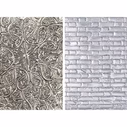 Tim Holtz Sizzix 3D Texture Fades Embossing Folders - Engraved and Brickwork - 2 Item Bundle