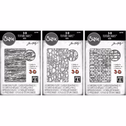 Tim Holtz Alterations Sizzix 3D Texture Fades Embossing Folders - Mini Lumber Mini Cobblestone and Mini Brickwork - 3 Item B ...