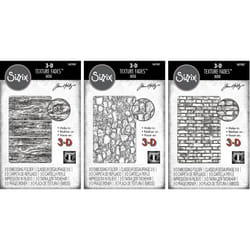 Tim Holtz Alterations Sizzix 3D Texture Fades Embossing Folders - Mini Lumber  Mini Cobblestone and Mini Brickwork - 3 Item Bundle