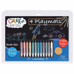 The Pencil Grip Black Board Playmat Kit with Wonder Stix (4 pc set), Chalk, Boy/Girl, Black, Blue, Brown, Green, Lime, Navy,  ...