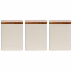 Salter Embossed Square Beige Tea Coffee Sugar Storage Canister Set