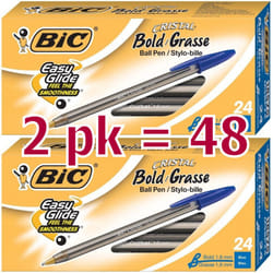 Bic Cristal Bold  1.6 mm Ball Pen  Blue - Pack of 48 (MSBP241-BEx2)