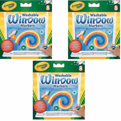 Crayola; Washable Window Markers; Art Tools; 8 Works on All Glass Surfaces [Set of 3]