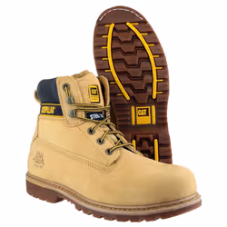 ) Caterpillar Holton S3 Leather Honey Safety Boots - Gold, 13 (Adults'