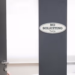 Oval No Soliciting Sign (Black/Gold) Small