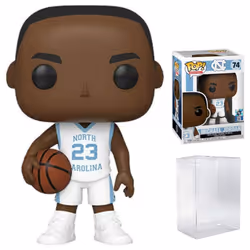 Michael Jordan (North Carolina Tar Heels) White (Away) Jersey #74 Pop Sports Action Figure (Bundled with Ecotek Pop Protector ...