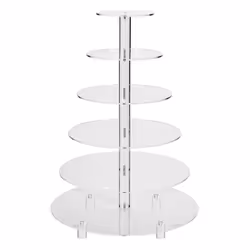 Jusalpha 6 Tier Round Acrylic Cupcake Stand-cake stand-dessert stand cupcake Tower 6RFs (6 Tier With Base) (6RF-S)