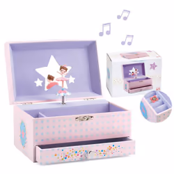 DJECO Musical Jewelry Box for Kids - Treasure Boxes Ballerina's Tune - Storage for Necklace Bracelets Rings Earrings Smal ...