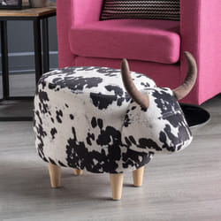 Christopher Knight Home Bessie Patterned Velvet Cow Ottoman  Black And