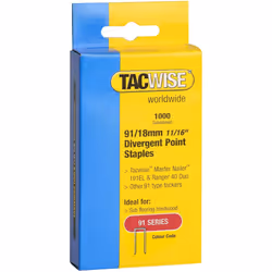 TACWISE 0287 91/18mm Divergent Point Narrow Crown Staples, Silver