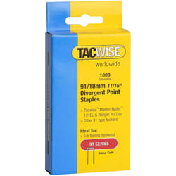 TACWISE 0287 91/18mm Divergent Point Narrow Crown Staples, Silver