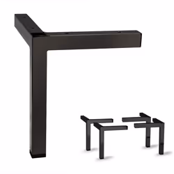 AKB Hardware Set of 4 Modern Square Metal Tube Furniture Legs - Sleek Metal Design Durable and Stylish (6-3/4""""H Black)