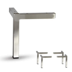 AKB Hardware Set of 4 Modern Square Metal Tube Furniture Legs - Sleek Metal Design  Durable and Stylish (6-3/4""""H Brushed Nickel)