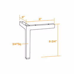 AKB Hardware Set of 4 Modern Square Metal Tube Furniture Legs - Sleek Metal Design  Durable and Stylish (6-3/4""""H Brushed Nickel)