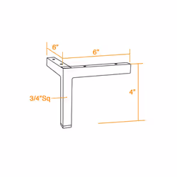 AKB Hardware Set of 4 Modern Square Metal Tube Furniture Legs - Sleek Metal Design  Durable and Stylish (4"""" H Chrome)