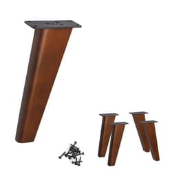 AKB Hardware 4 Pcs Set Solid Wood Furniture Legs - Darker Medium Brown Finish for Sofa  Table  Bench  Chair (8"""" H SlantStyle)