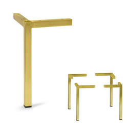 AKB Hardware Set of 4 Modern Square Metal Tube Furniture Legs - Sleek Metal Design  Durable and Stylish (11-3/4""""H Brass Finish)