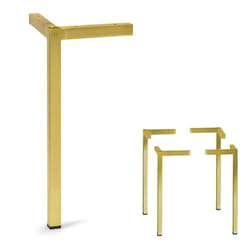 AKB Hardware Set of 4 Modern Square Metal Tube Furniture Legs - Sleek Metal Design  Durable and Stylish (15-3/4""""H Brass Finish)